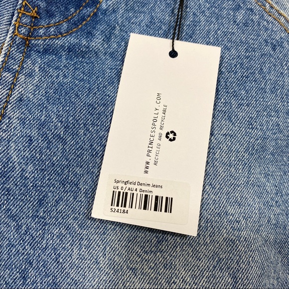 NEW Princess Polly Springfield Mom Mid Wash Two Tone Denim Jeans size 0 NWT - Picture 13 of 15